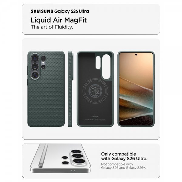 - Samsung Galaxy S26 Ultra - Skal - Liquid Air MagFit - Abyss Green