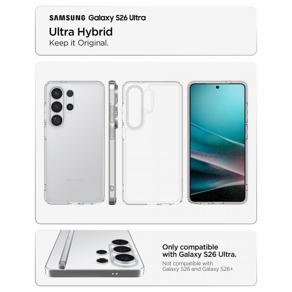 - Samsung Galaxy S26 Ultra - Skal - Ultra Hybrid - Crystal Clear