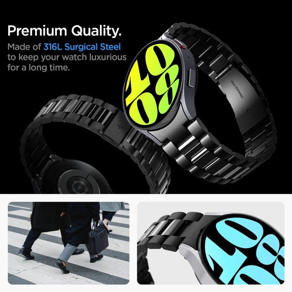 - Samsung Galaxy Watch 6 44mm - Armband - Modern Fit 316L - Svart