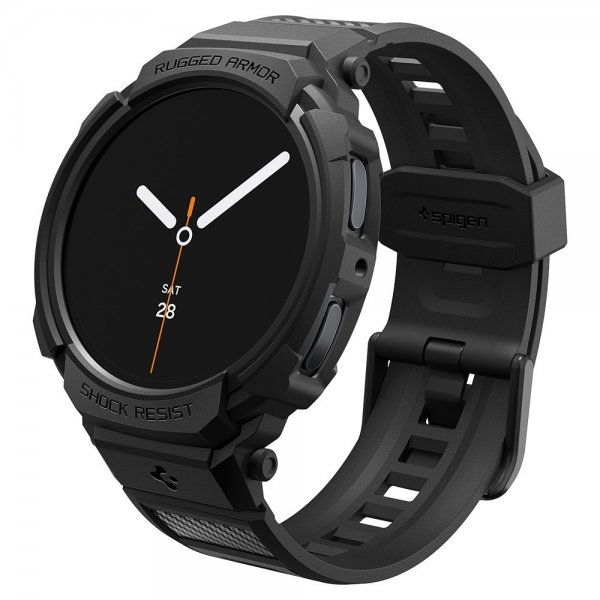 - Samsung Galaxy Watch 8 44mm - Armband & Skal - Rugged Armor Pro - Matte Black