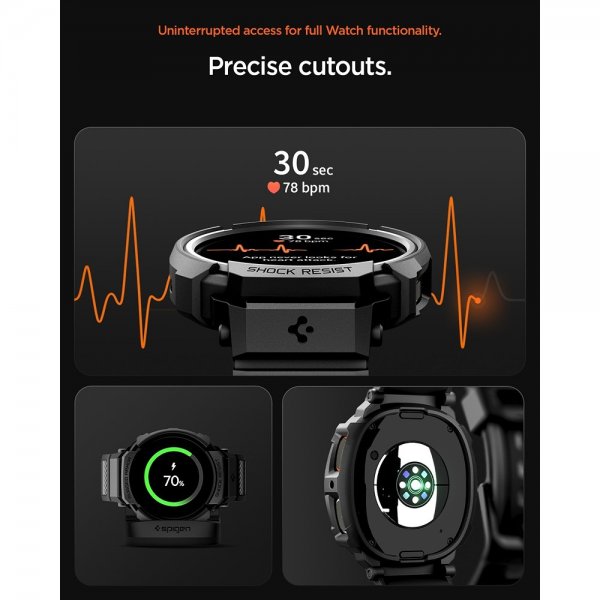 - Samsung Galaxy Watch 8 44mm - Armband & Skal - Rugged Armor Pro - Matte Black
