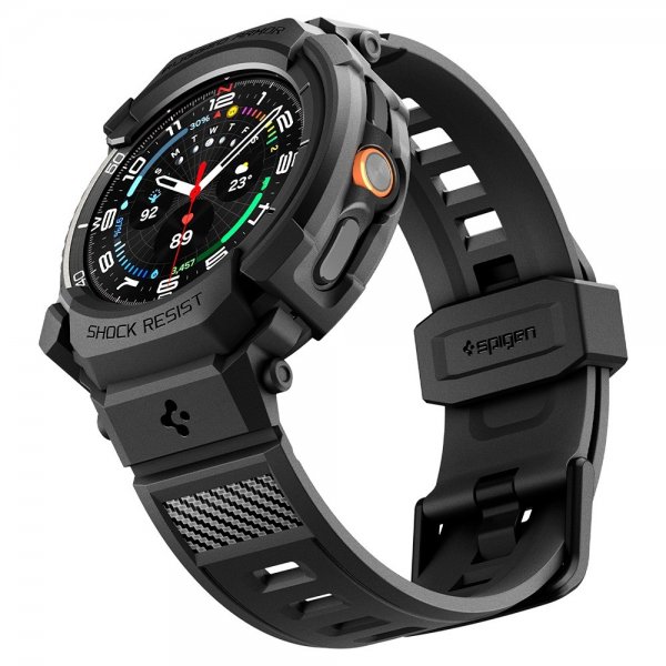 - Samsung Galaxy Watch 8 Classic 46mm - Armband & Skal - Rugged Armor Pro - Matte Black