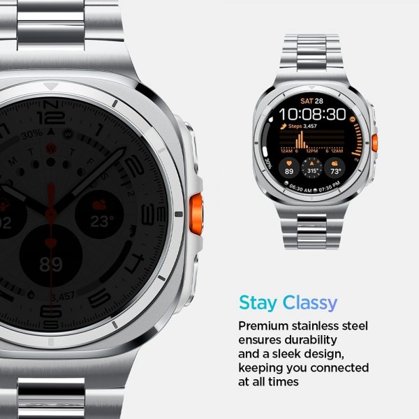 - Samsung Galaxy Watch Ultra 47mm - Armband - Modern Fit 316L - Silver